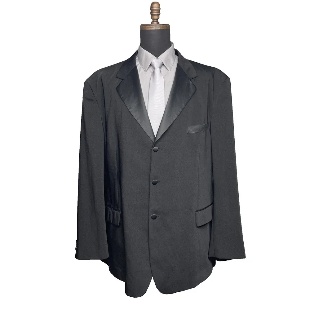 Vittorio St Angelo Tuxedo Jacket Mens 54L Black Satin Trim Formal Dinner Blazer